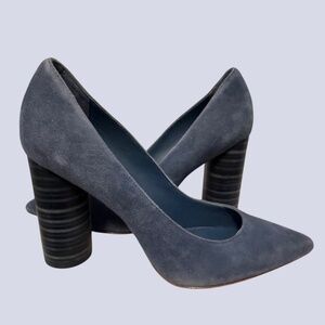 POUR LA VICTOIRE Cece Ocean Blue Suede Round Heel, size 8.5